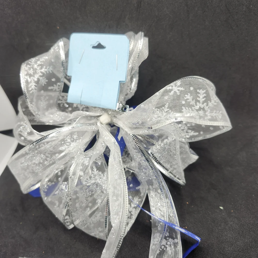 Handmade Polar Bear Snowflake Hair Barrette Clip  Blue, White & Silver Hair Bow
